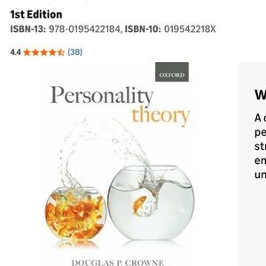 New "Personality Theory" Hardback, Douglas O. Crowne Oxford Press Excellent Con